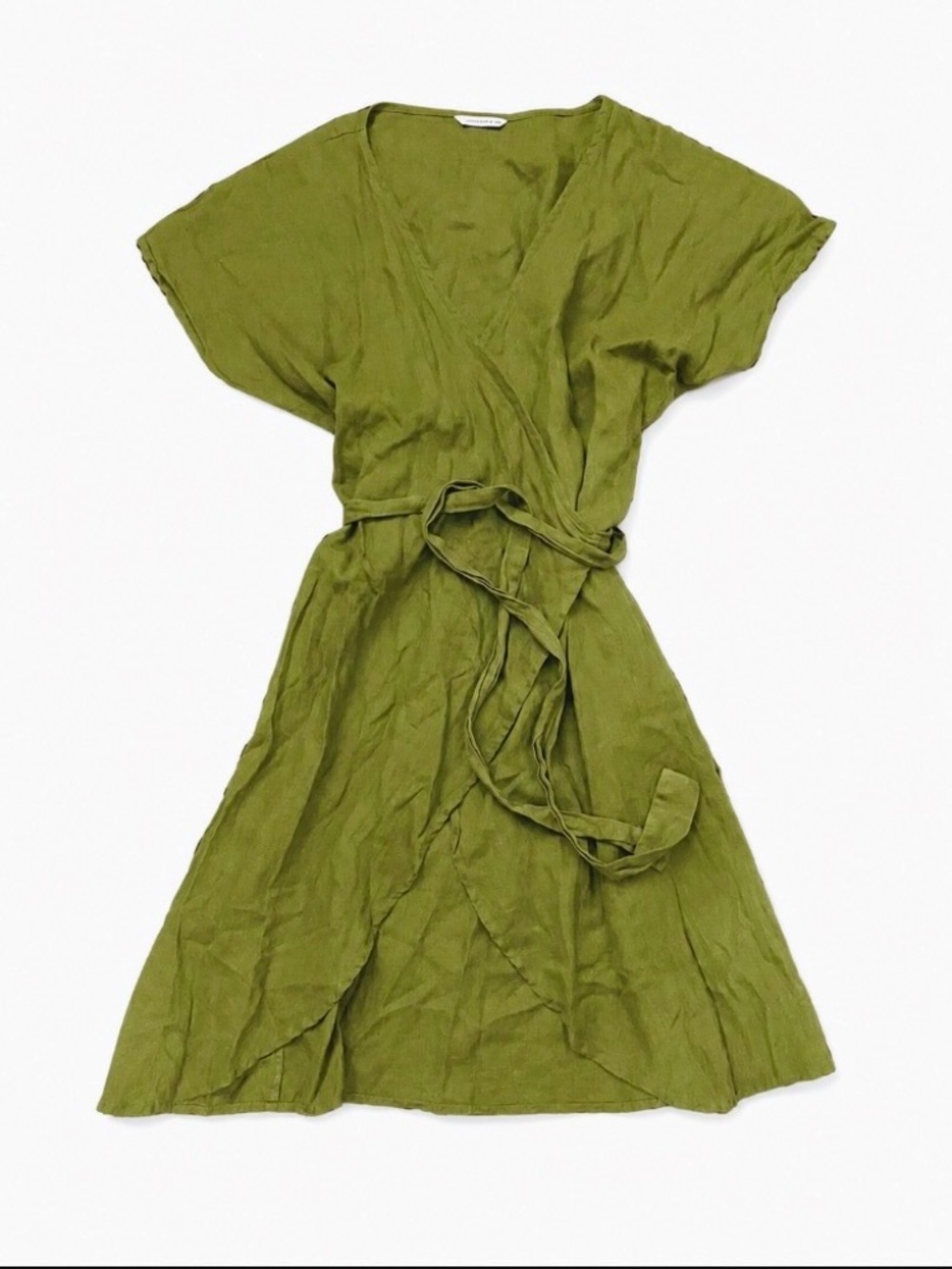Linenfox moss green sz small dress - Picture 3 of 3